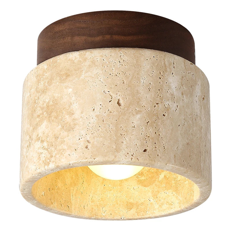 Led ceiling lamp surface mounted downlight japanese style stone wood light round 110v220v for living room corridor