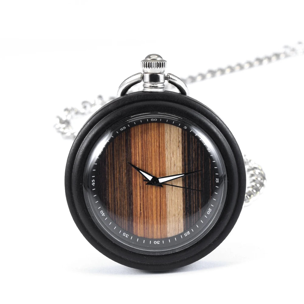 Wooden pocket watch,customized watches for men handmade bamboo wood analog quartz custom watch with c - purple