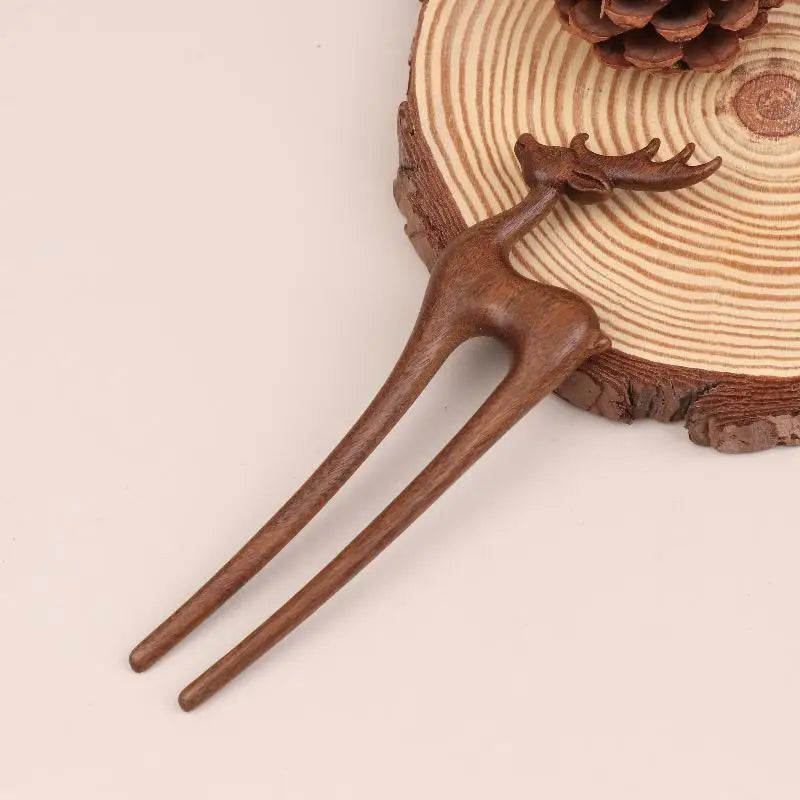 Wooden hair stick u-shaped fork cat butterfly chinese style fashion hairpin headwear girl accessories - 04 / united