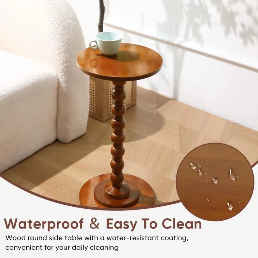 Round side table wood drink for small spaces end living room bedroom sofa couch corners classic yw - united states