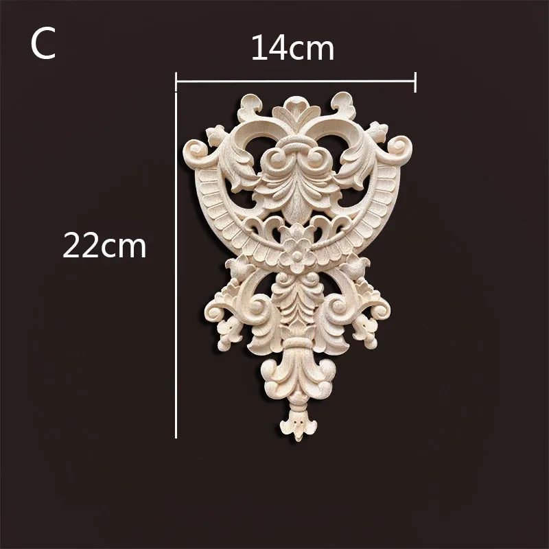 Europe wood appliques molding decals for furniture home decor carving onlays flower background wall decoration