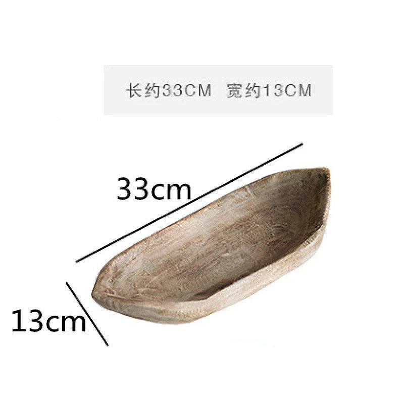 Paulownia wooden boat type fruit tray homestay natural village decorate retro old living room solid wood candy plate