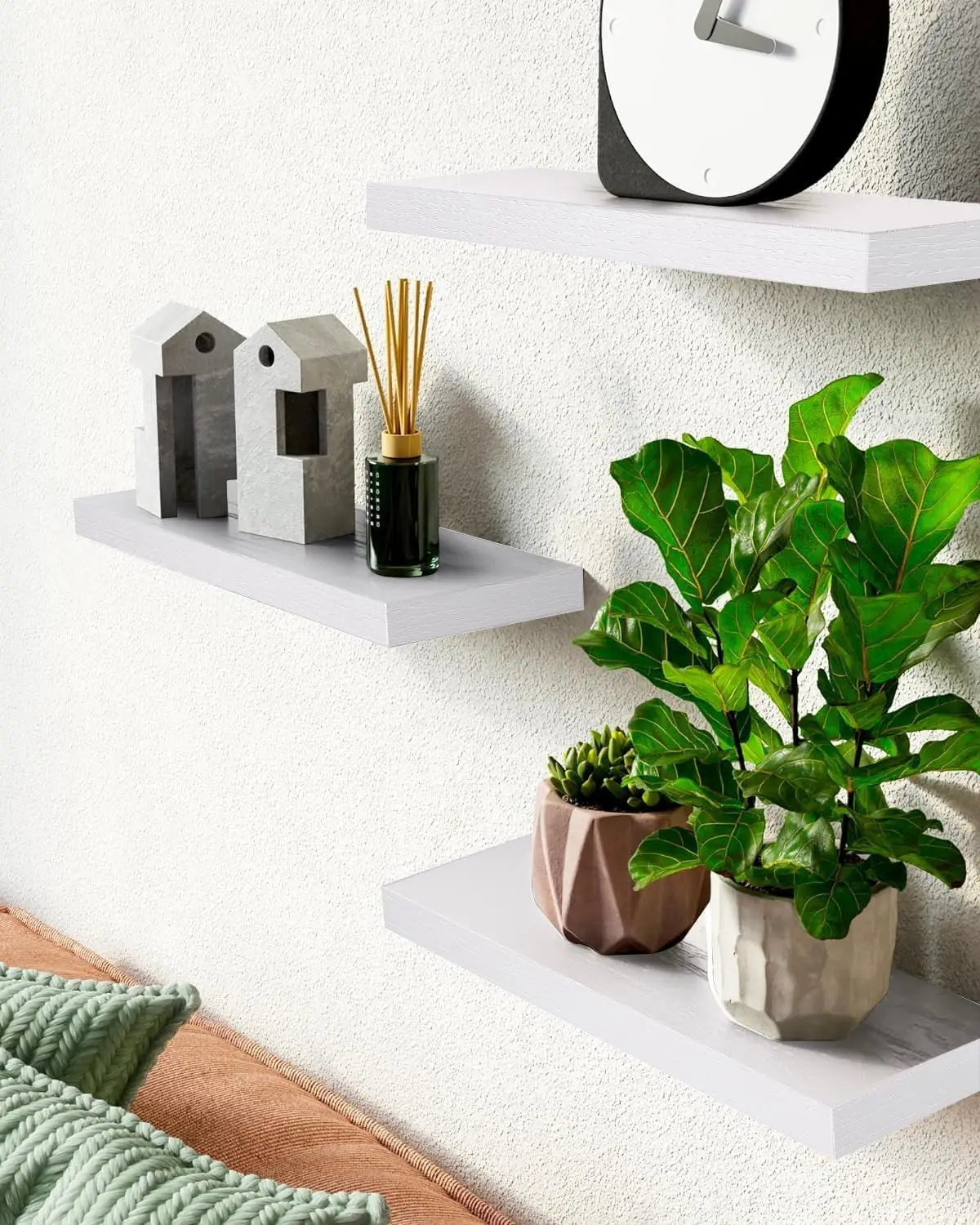 Floating shelves for wall mounted rustic wood bathroom bedroom living room kitchen hanging shelf - united states / black