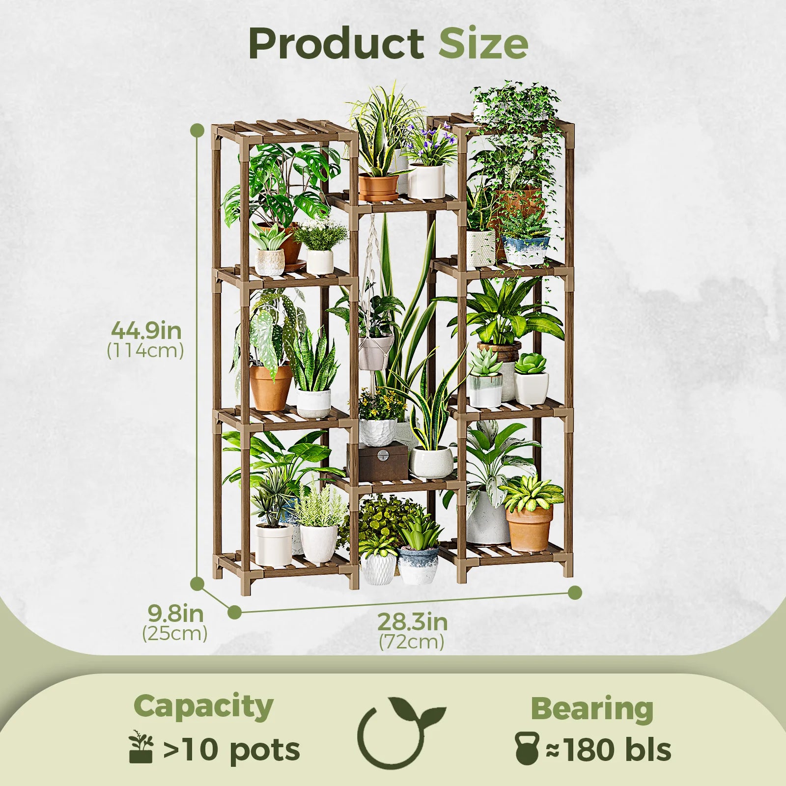 Bamworld tall wood plant stand indoor-outdoor multi-tier large flower shelf rack for living room patio balcony garden