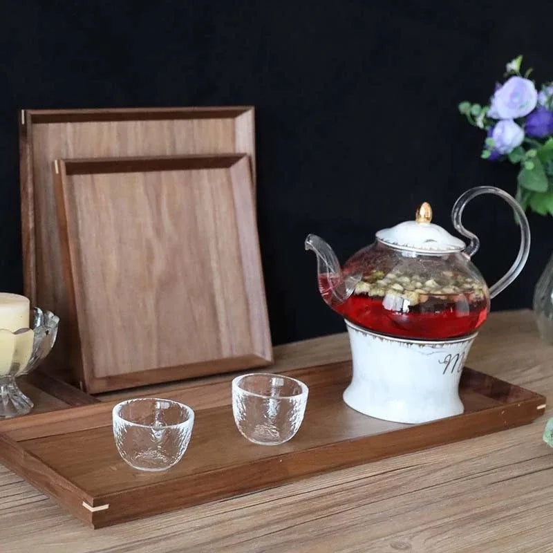 Japanese walnut tea ceremony wooden tray solid wood dry brewing home decoration high-end dessert dinner plate
