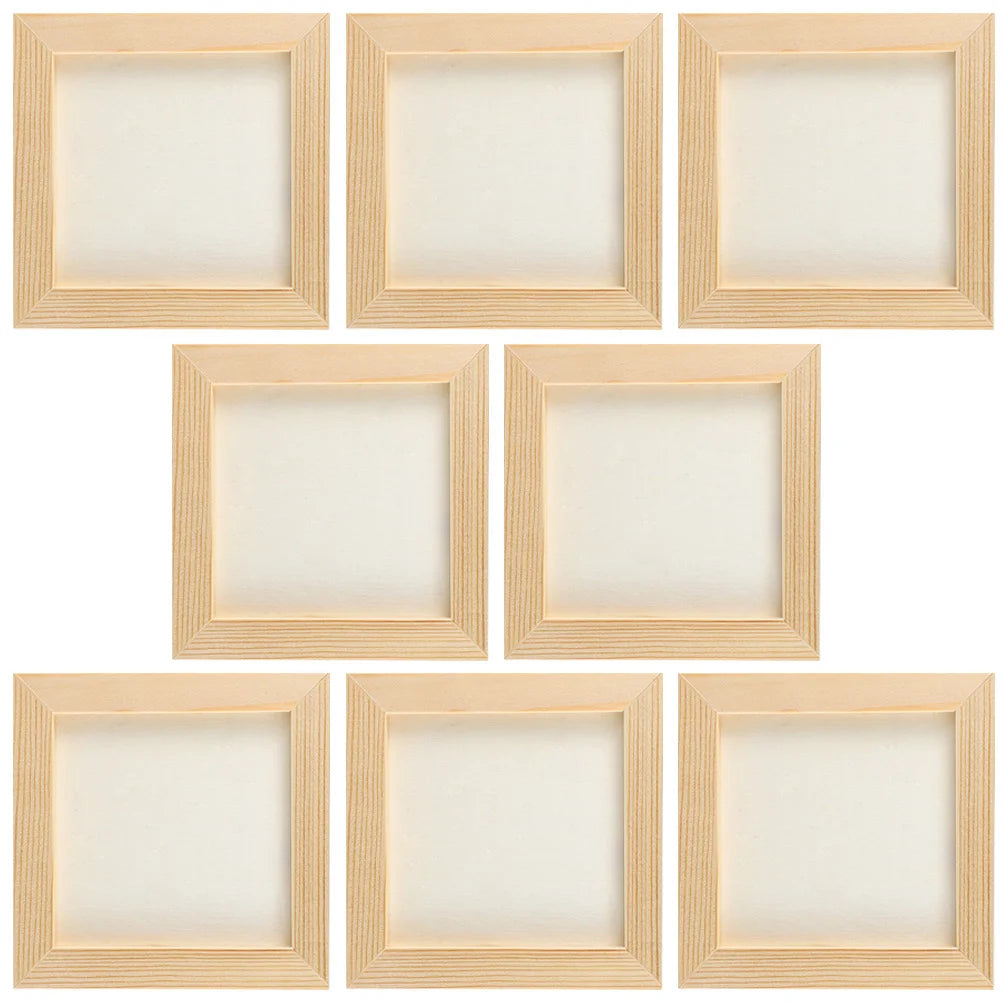 5 pcs (15cm) / (12cm) hand decor clay picture frame photo wood frames blank diy wooden slush craft child - 12x12cm 8pcs