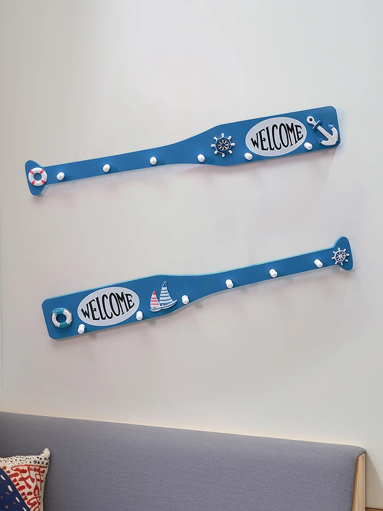 Mediterranean sle decorative boat paddle wall hanging bar vintage wood oar piece window display decor kitchen elf