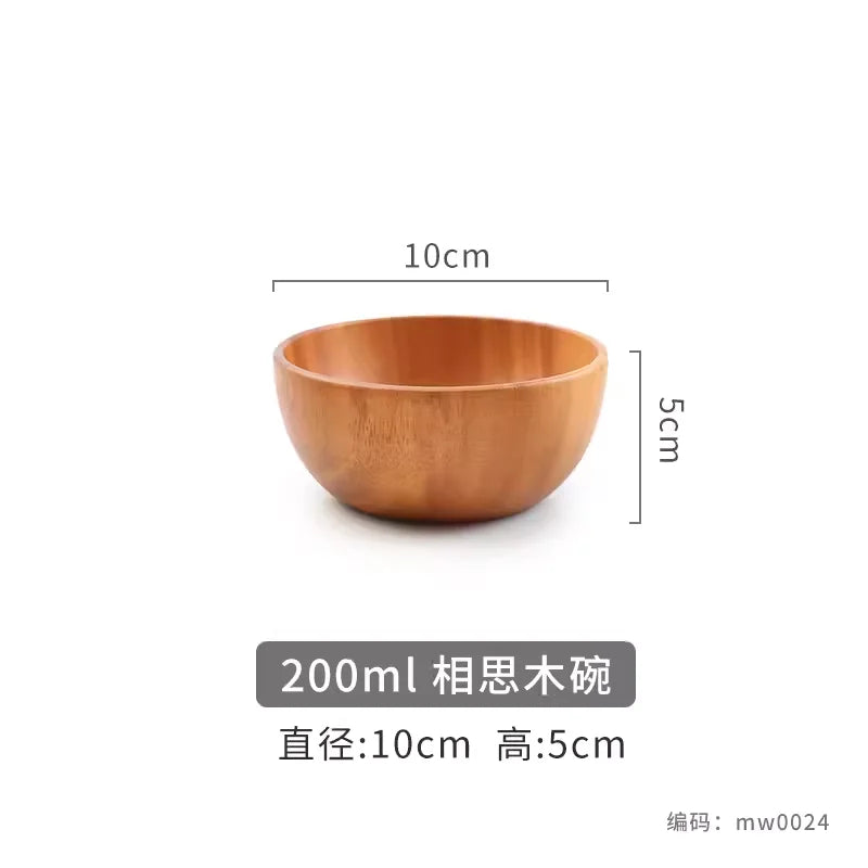 Home wooden bowl japanese acacia salad large kneading tableware - 10x5cm