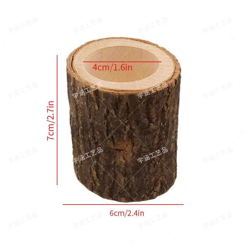 Rustic wooden tea light candle holder succulent plant pot tray holders wedding birthday table centerpieces decoration