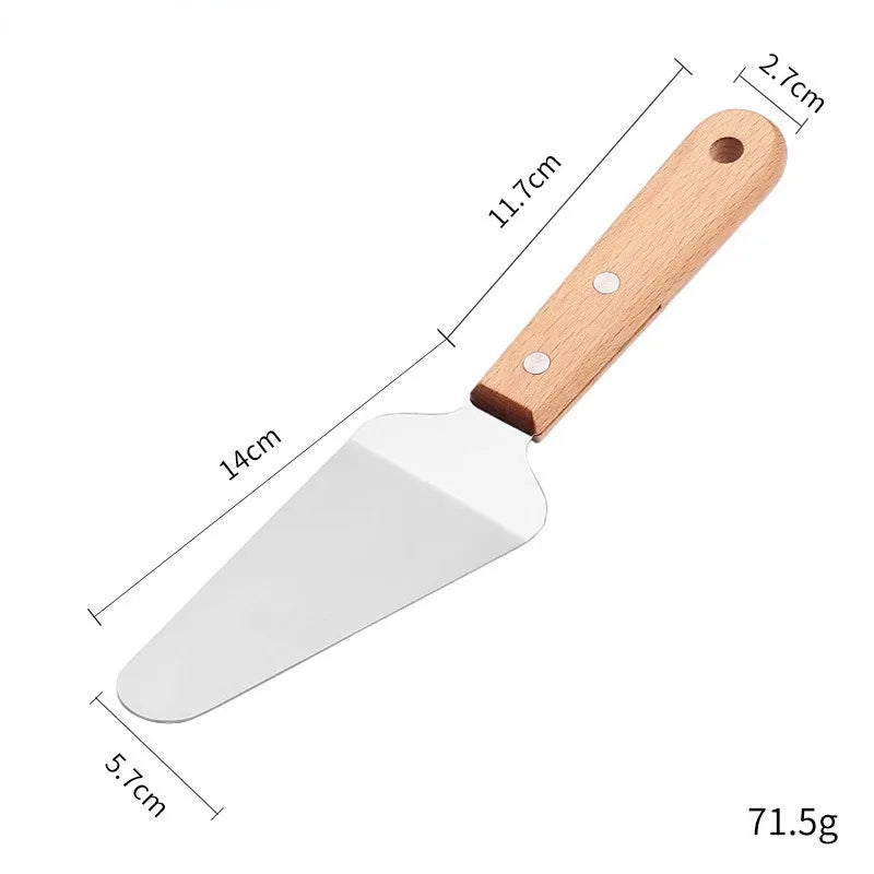 Stainless steel wooden handle cooking spatula steak pancake frying shovel teppanyaki scraper barbecue tool kitchen