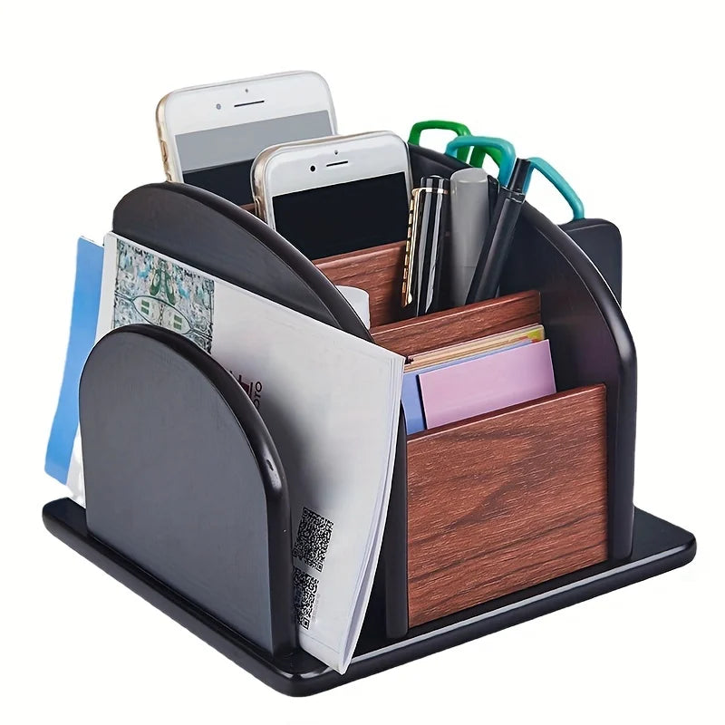 Creative multi-purpose desktop remote control storage box office wooden items pen holder