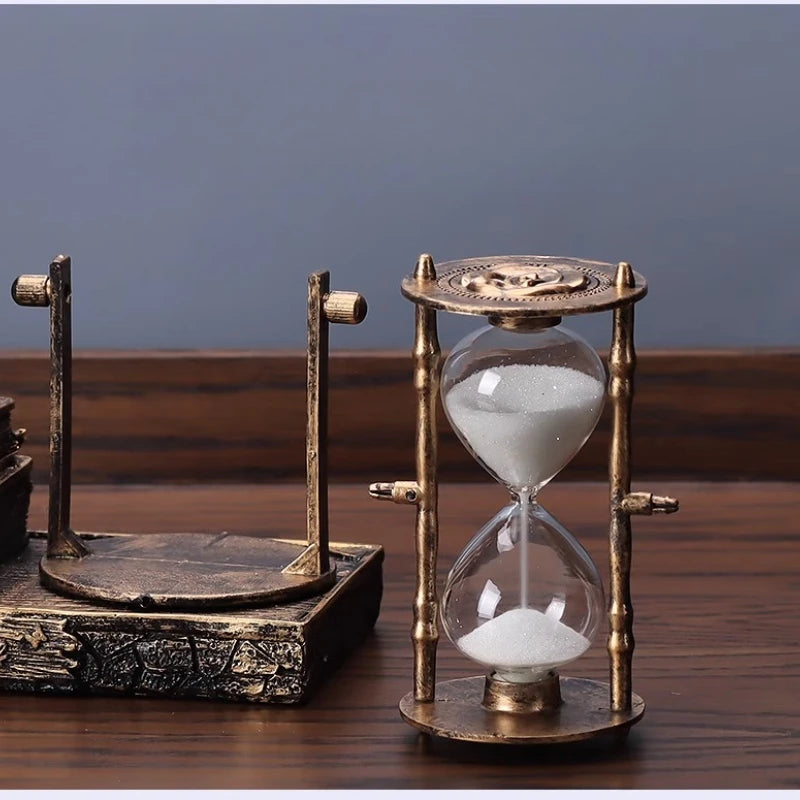 Creative retro tower flowing sand glass crystal ball desktop ornament collectible birthday gift for friends - decorative