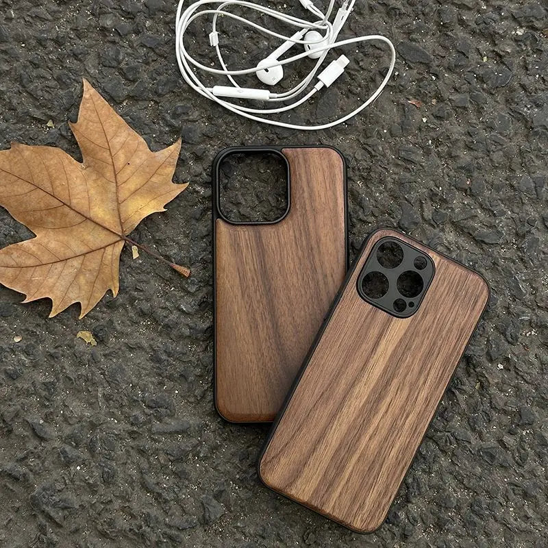 Compatible with iphone 11/12/13/14/15/16 – handmade walnut wood protective case