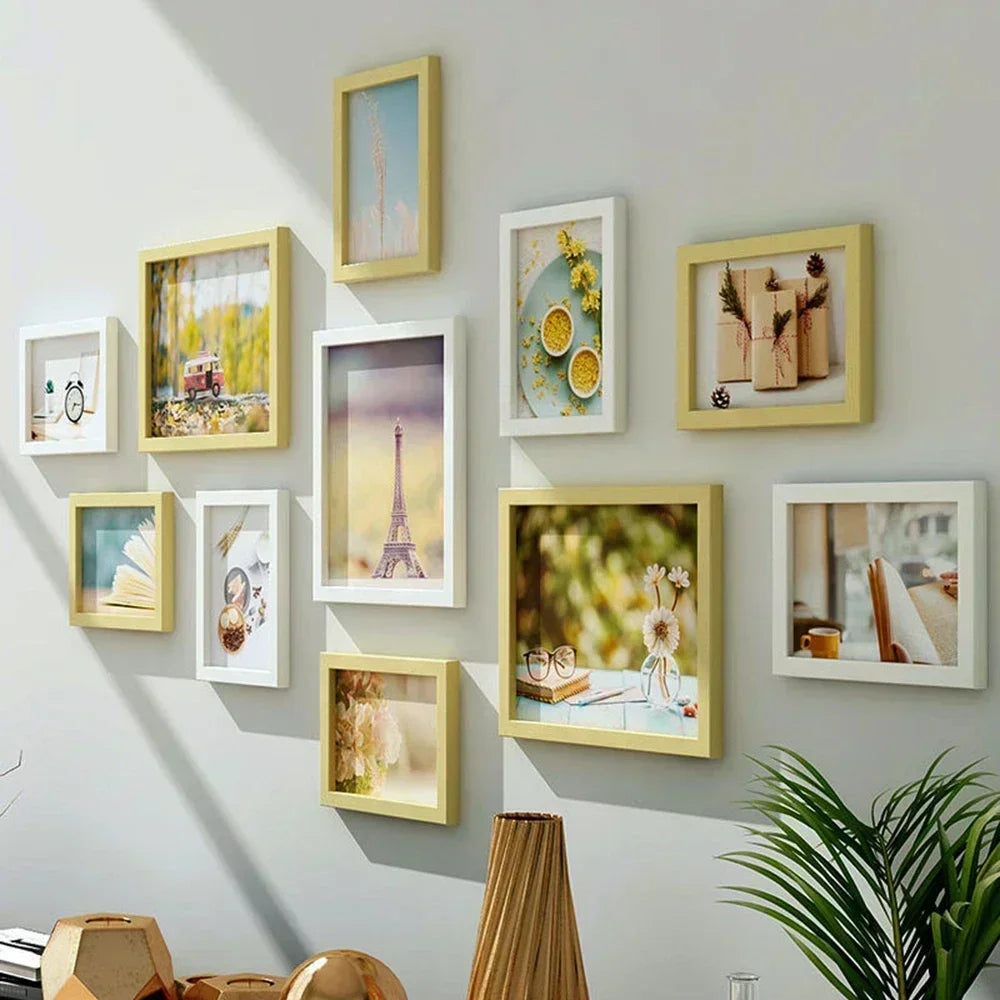 Living room photo frame 11pcs american wall combination wooden hanging picture creative restaurant home decoration