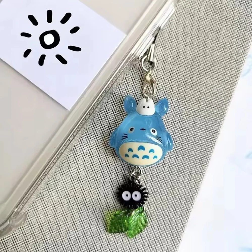 Kawaii blue animal totoro phone charm soot sprite keychain woodland anime cat cosplay pendant accessories handmade y2k