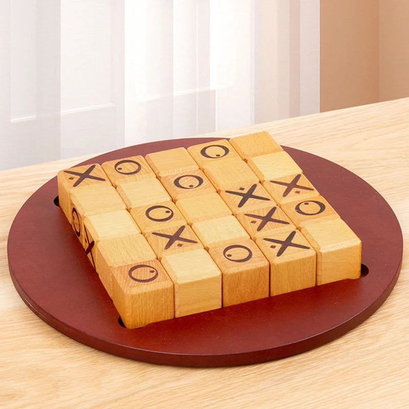 Xo chess board wooden mini tic-tac-toe game desktop board-games interactive educational montessori-toys for children