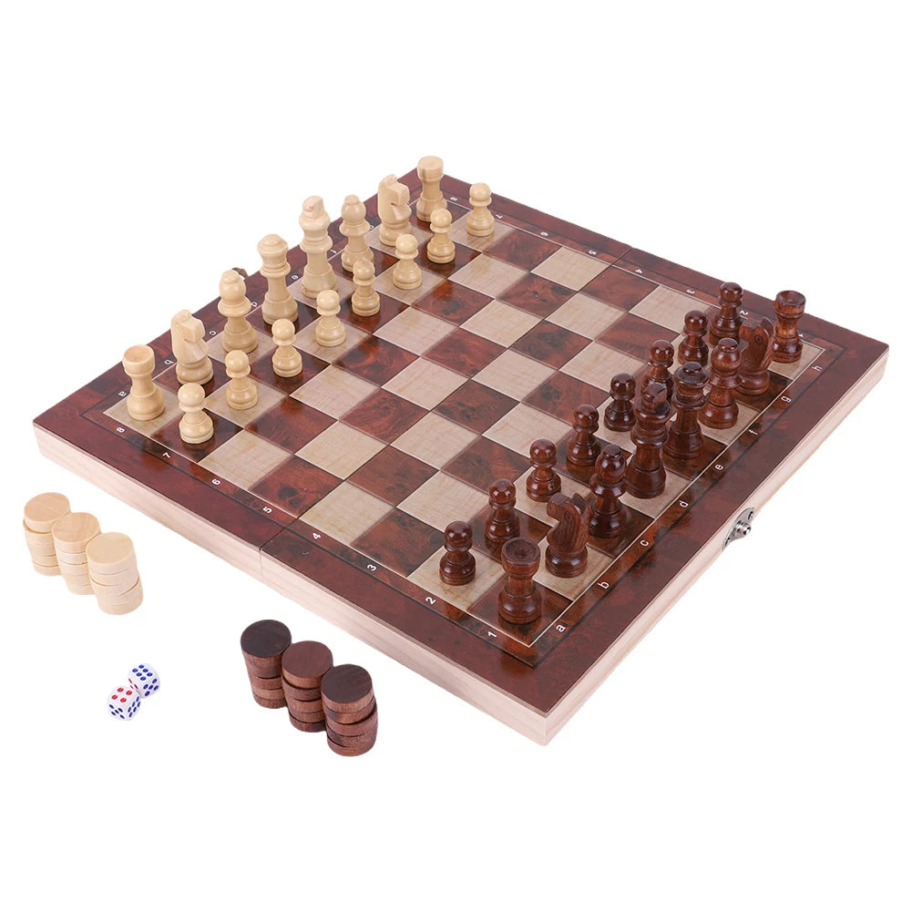 29x29cm 3 in 1 chess chekers backgammon developing strategic thinking wooden set best gifts wood board game for boys