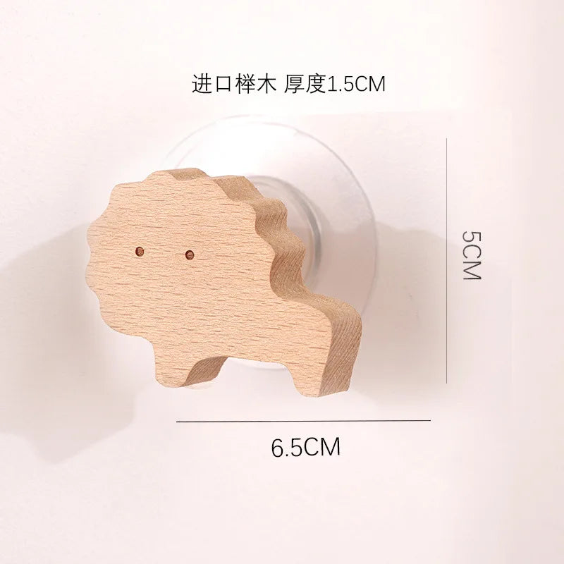 Star moon wooden decoration hooks cute cartoon animal adhesive wall omnipotent key holder for the home and - h