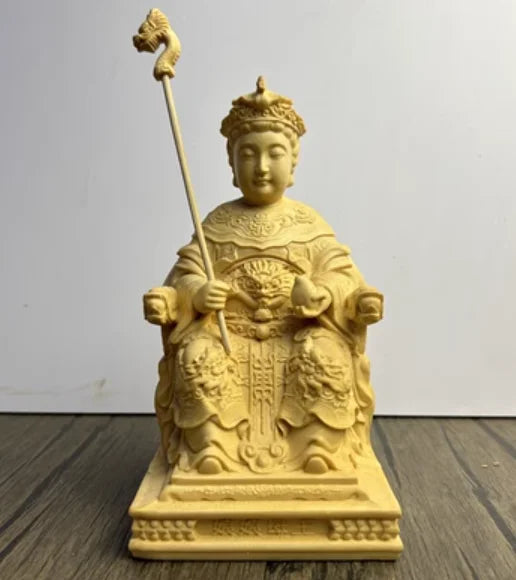 Exquisite cypress wood carved jade emperor statue heavenly figurine for buddhist altar worship & home decor divine art