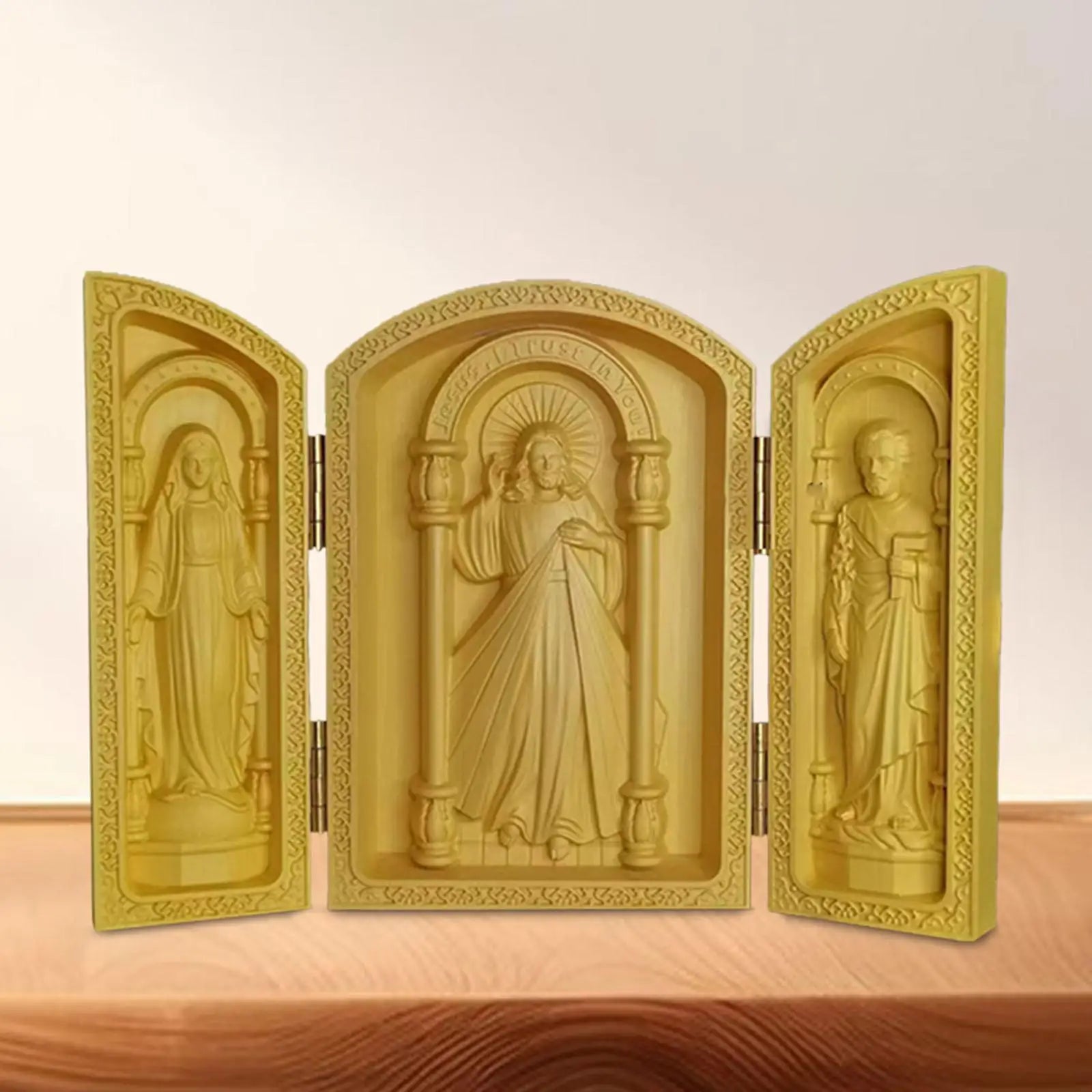 Holy figurine wood carving ornament catholic religious collection statues decorative for shelf office chapel decoration