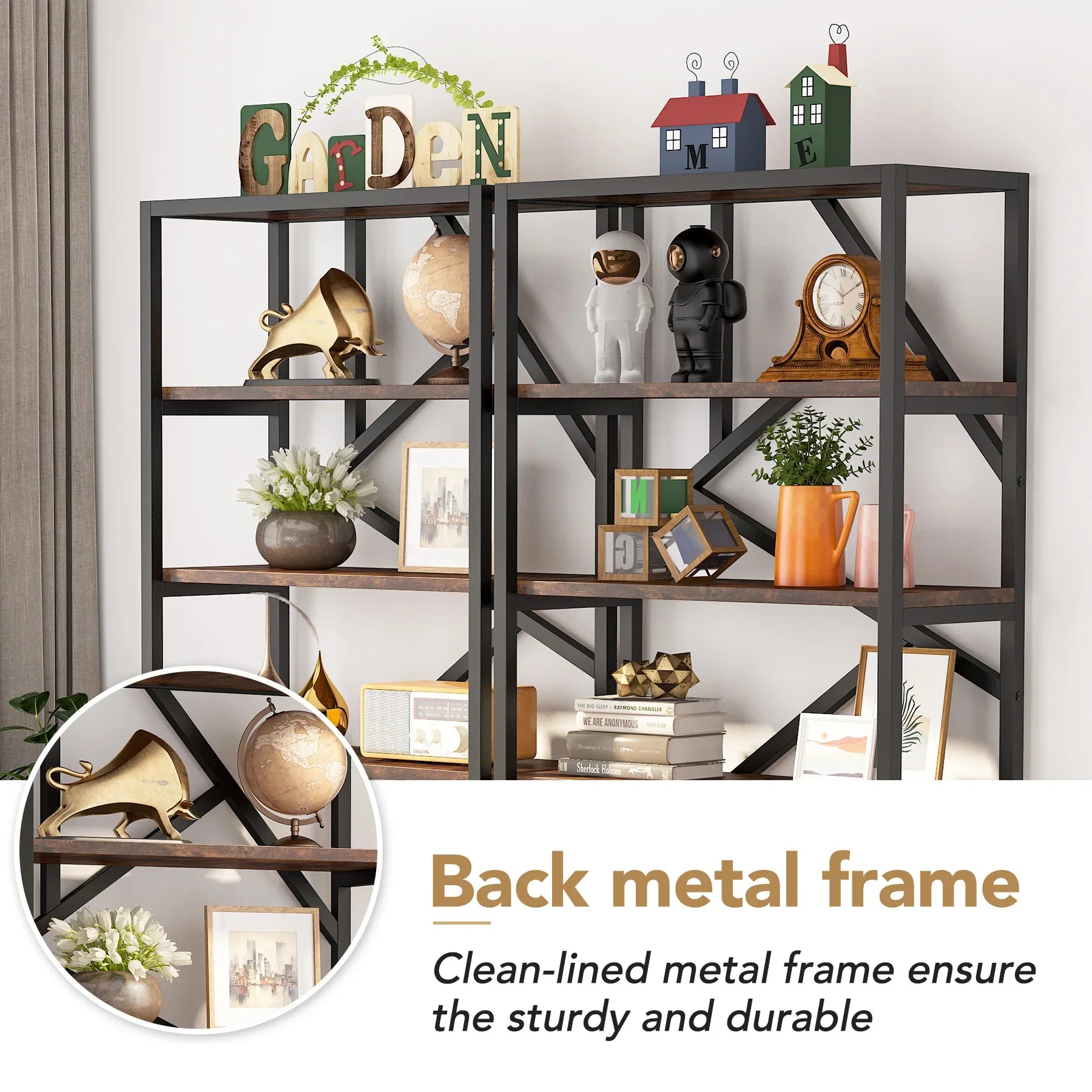 Tribesigns 71 inch high quality shelving units organizer rack industrial wood open bookshelf