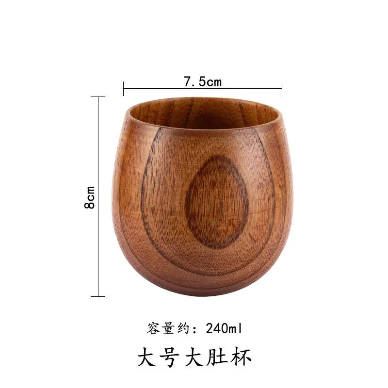 Wooden big belly cups handmade jujube wood handle beer tea coffee milk water cup kitchen bar drinkware for 1pc - large