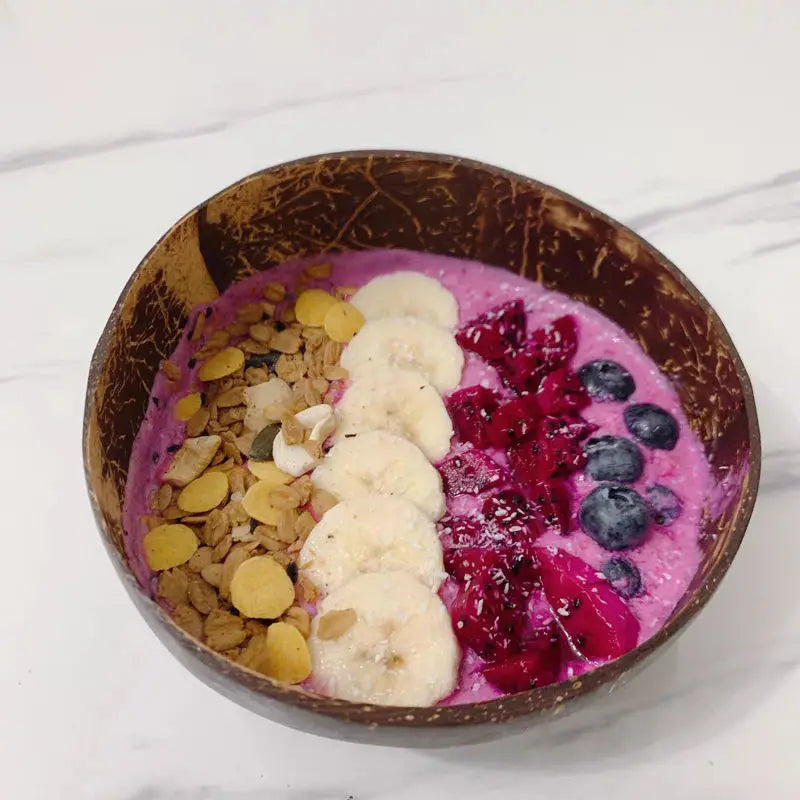 Coconut bowl set natural handmade shell tableware wood spoon dessert fruit salad mixing rice ramen wooden bamboo