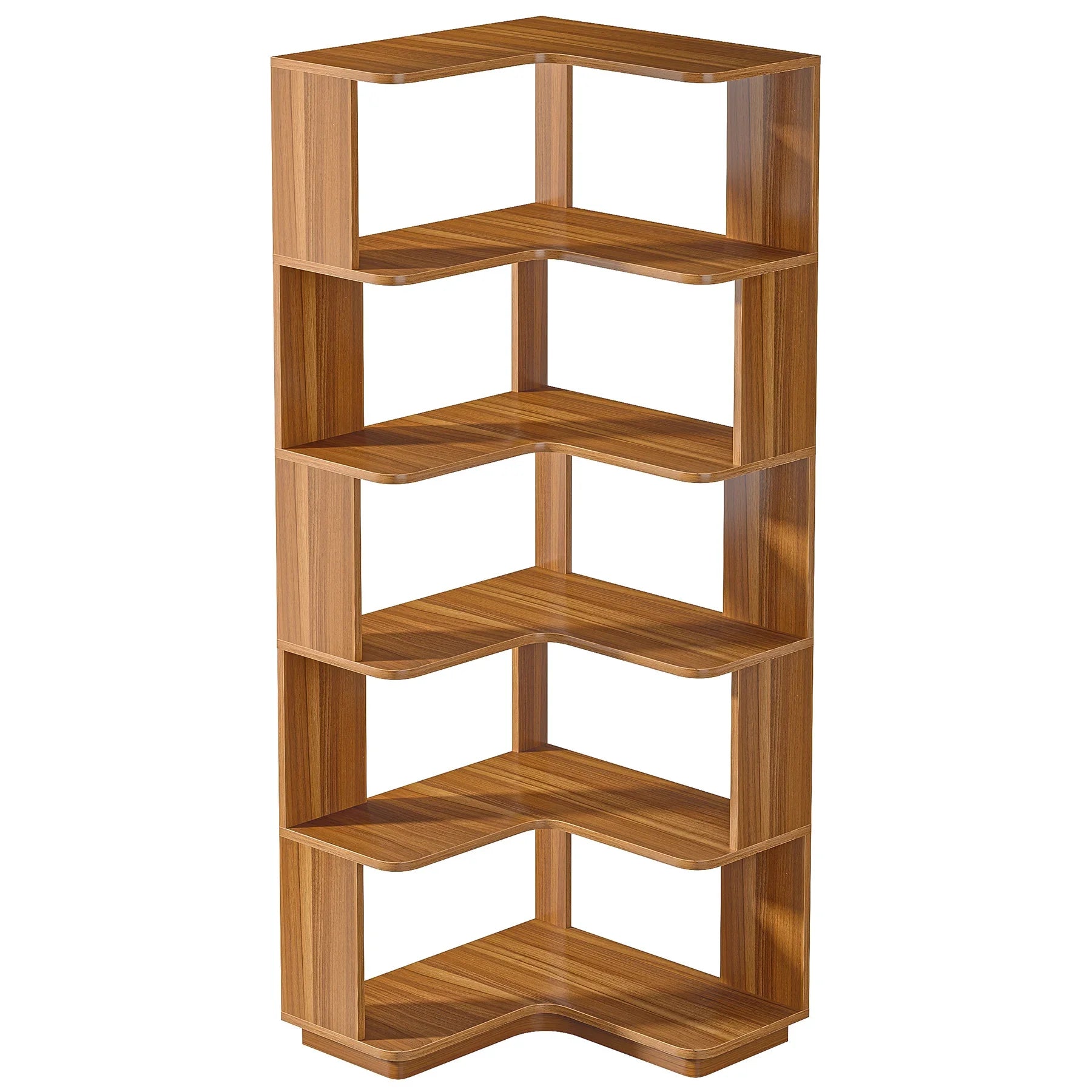 Tribesigns 6 tier corner bookshelf 64.96 inch tall industrial bookcase with anti-drop panel,wood grain shelf - dark