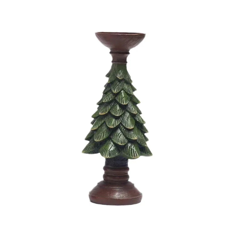 Christmas tree candle holder ornaments ins style european home living room desktop decoration crafts wooden - 1pc