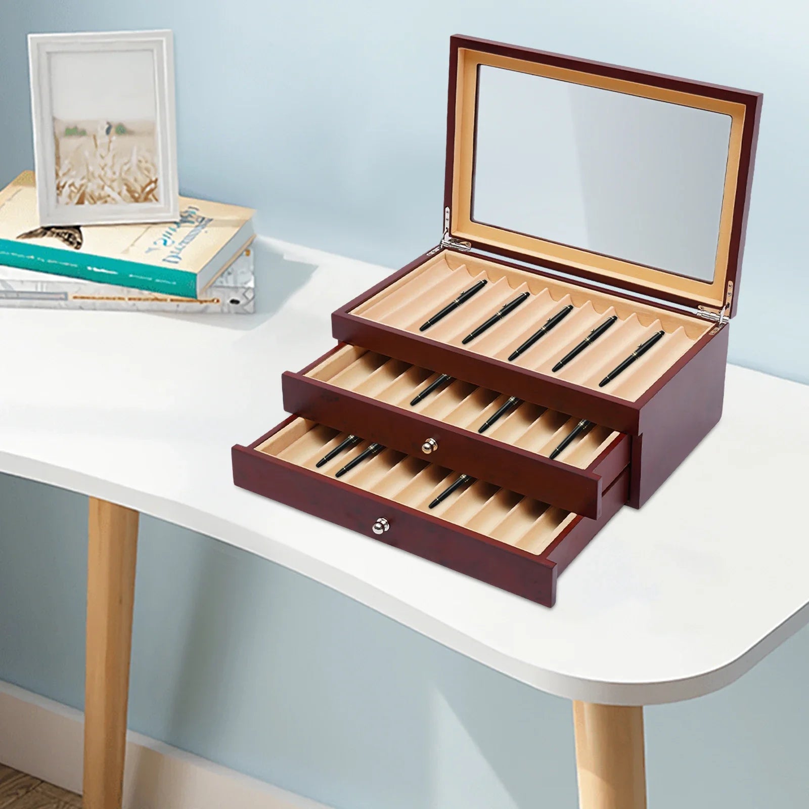 Pen display box collection storage for storing fountain pens ballpoint marker - multipurpose