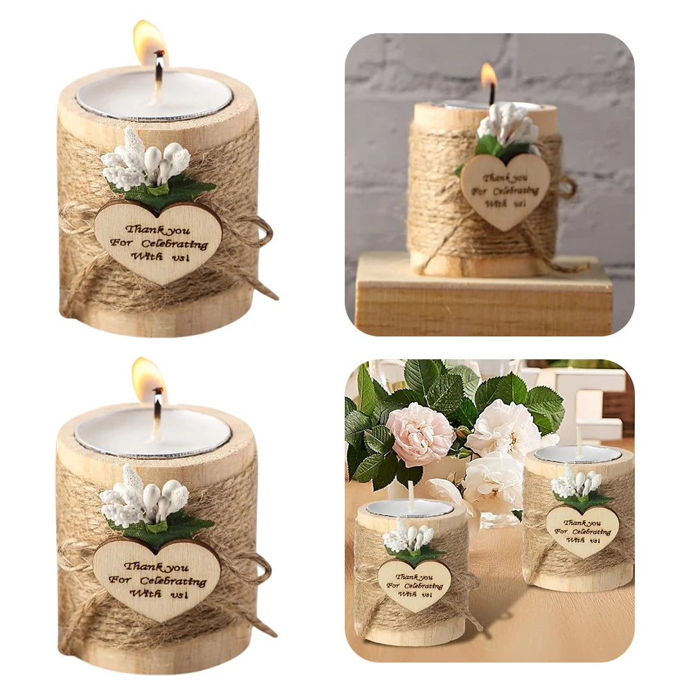 12 pcs set of wooden tealight candle holders small candlelight candlestick wedding favors bridal shower for guests
