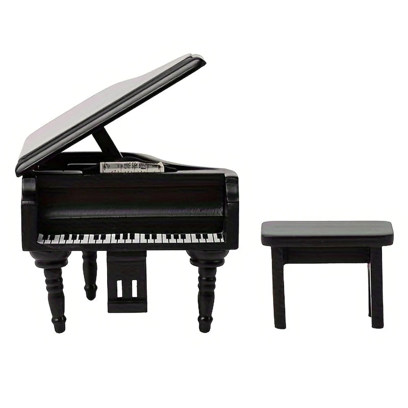 1pcs 1:12 scale mini wood grand piano statues crafted miniature dollhouse indoor room decoration display gift toys