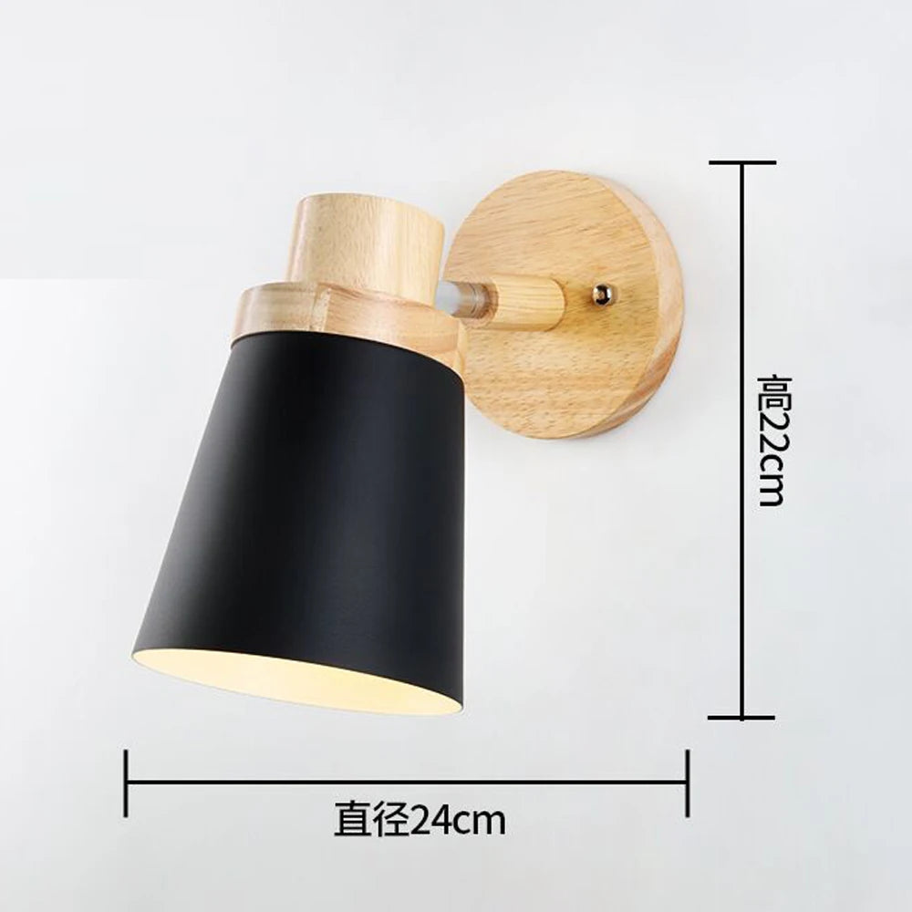 Nordic led wall lamp wood creative lighting fixture guest room balcony staircase sconce bedroom bedside decor light