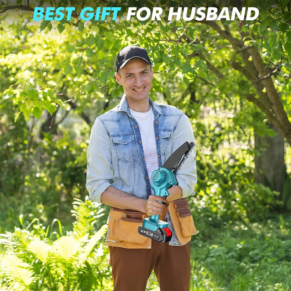 Seesii handheld electric power chain saw 6-inch mini chainsaw cordless tools for garden tree trimming wood cutting best