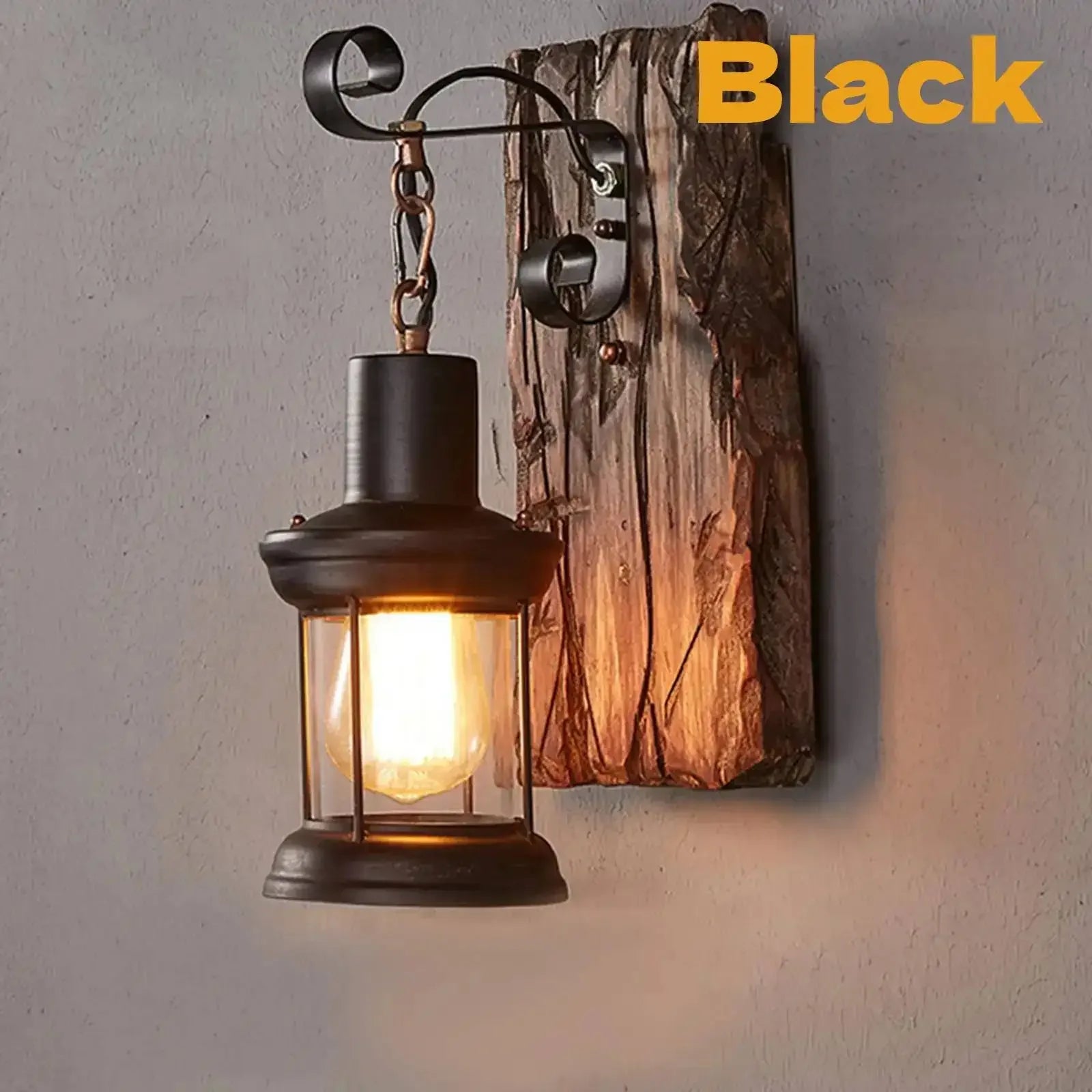 Antique new style industrial wood wall sconce light rustic lamp decorate iron metal art for bar loft corridor - no bulb