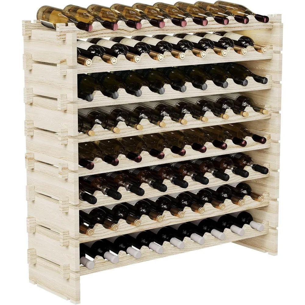 Real wood wine rack freestanding floor stackable storage solution for home and kitchen elegant wooden display f