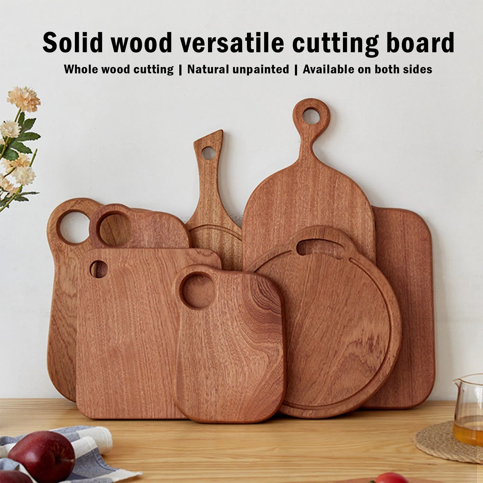 Ebony wood cutting blocks whole fruit bread board solid steak multifunctional tray kitchen accessories