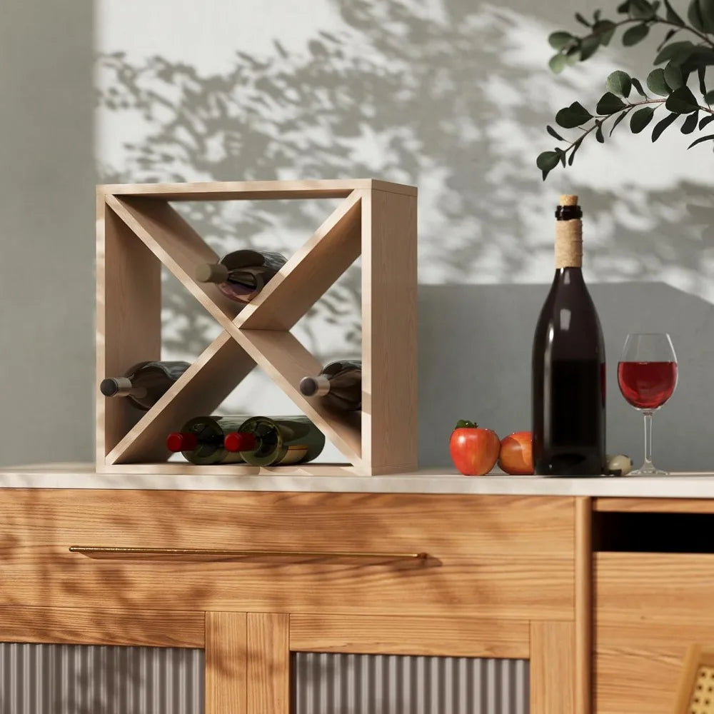 Wine racks cabinet 6pcs 24-bottle stackable storage cube wooden freestanding rack organizer for kitchen bar dining