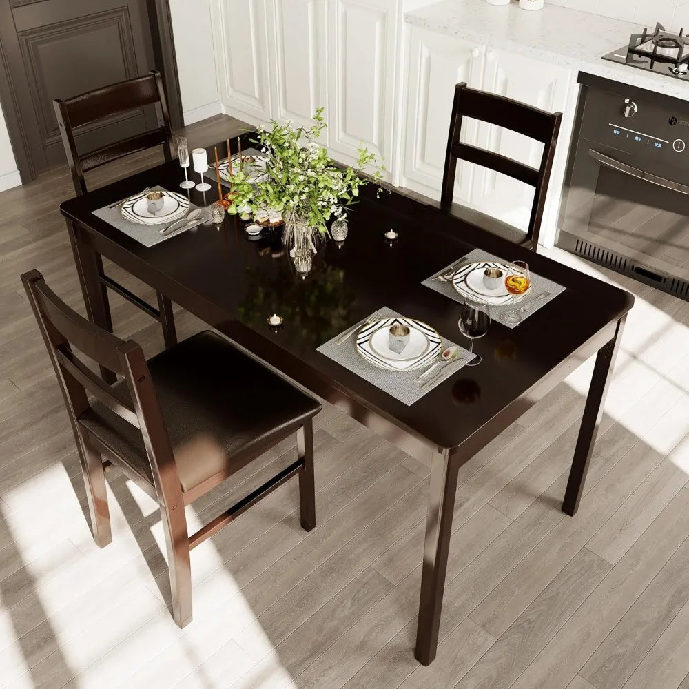 Solid wood dining table for 4-6 people 46’’ rectangular kitchen room apartment living restaurant (united states / brown