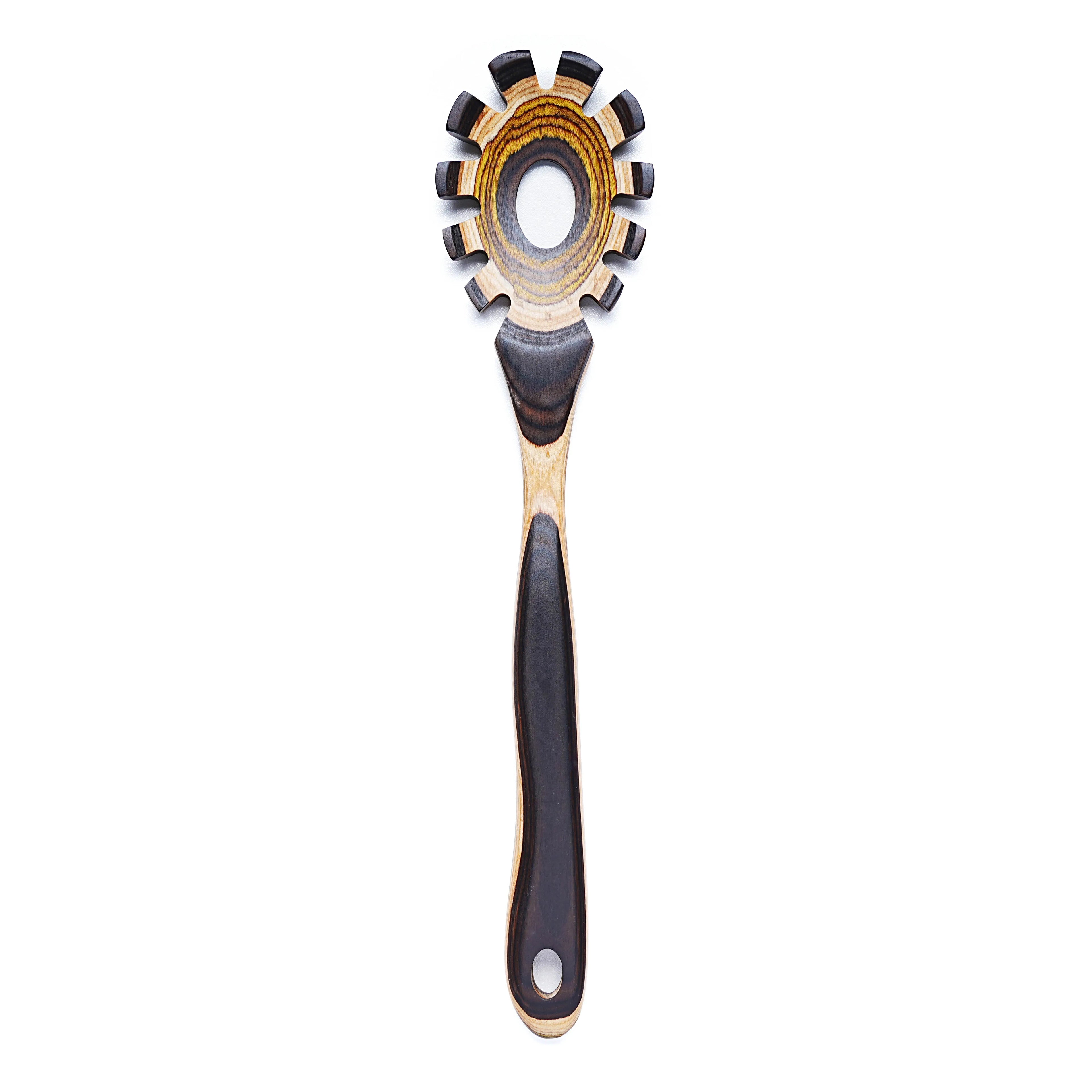 Ik kitchen utensils 7pcs pakkawood cooking set wooden spoons for wood spatula with non-slip handle - pasta spoon / china