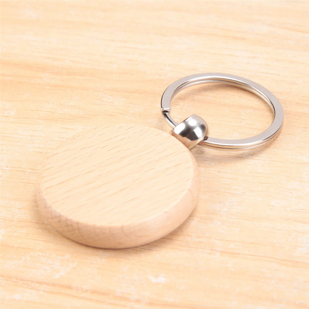 100pieces wooden keychain blanks bulk round wood engraving unfinished key ring tag b - chain