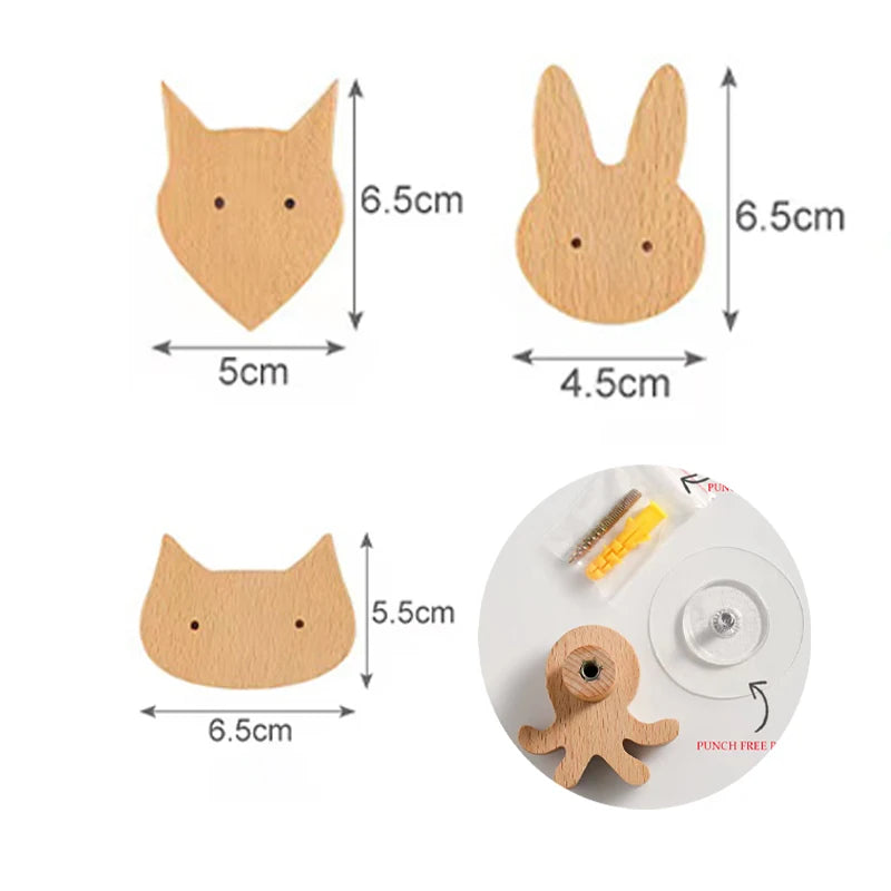 3pcs wood hooks organization wall holder clothes hanger keychain door hook bathroom kitchen accessories deco for home