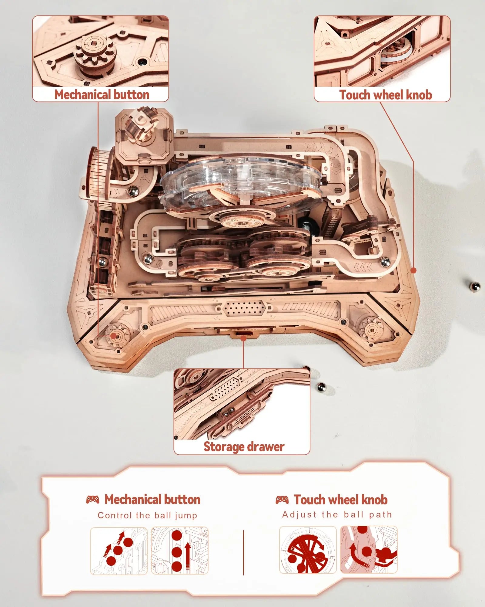 Robotime rokr gearball challenge 3d wooden puzzle rotating gear brain teaser stem educational engineering toy for teens