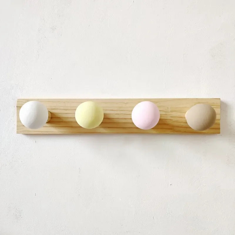Ins nordic style creative macaron color home hook clothes hanging solid wood children’s clothing store decoration