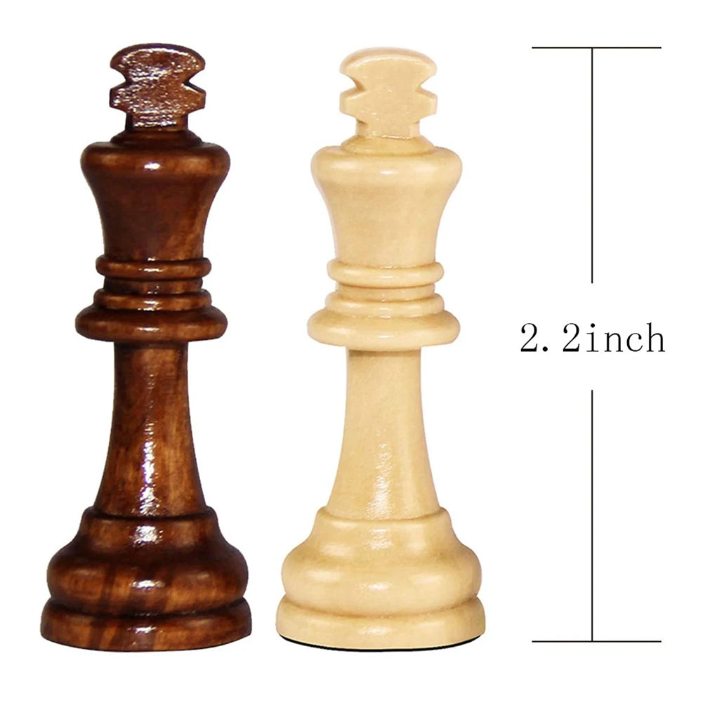 Wooden chess game pawns standard tournamen staunton 32pcs figurine pieces 2.2in king figures for board