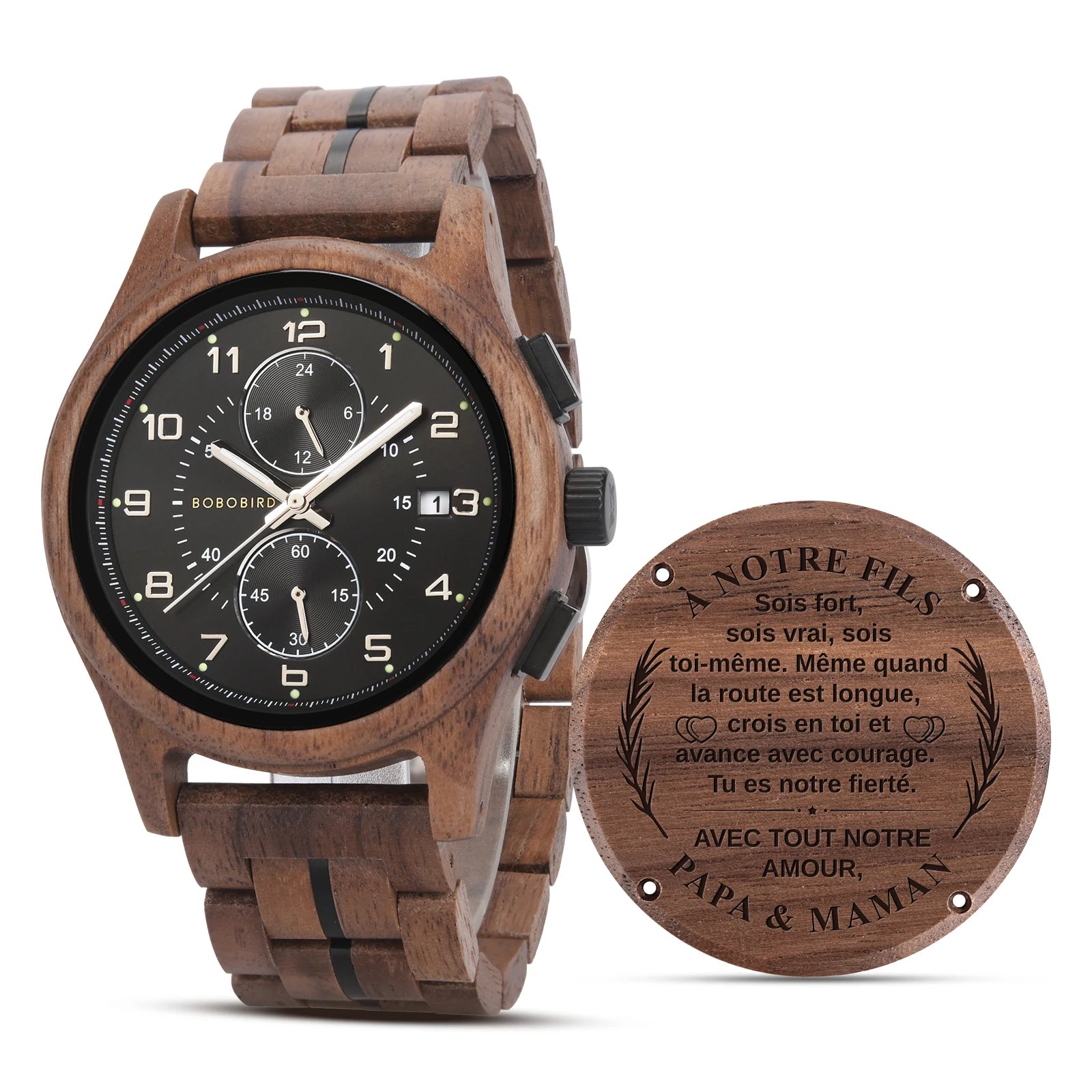 Bobo bird personalized men’s wristwatches multi-language handmade wooden watch supported free customized watches gift
