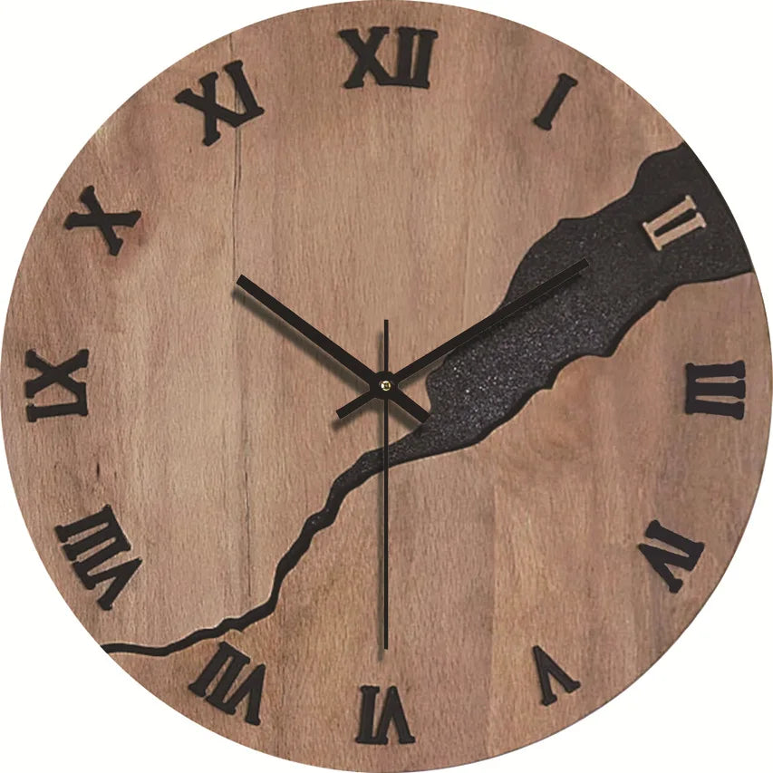 Wood grain wall clock transparent minimalist design hanging silent living room office art watch home decor hororloge