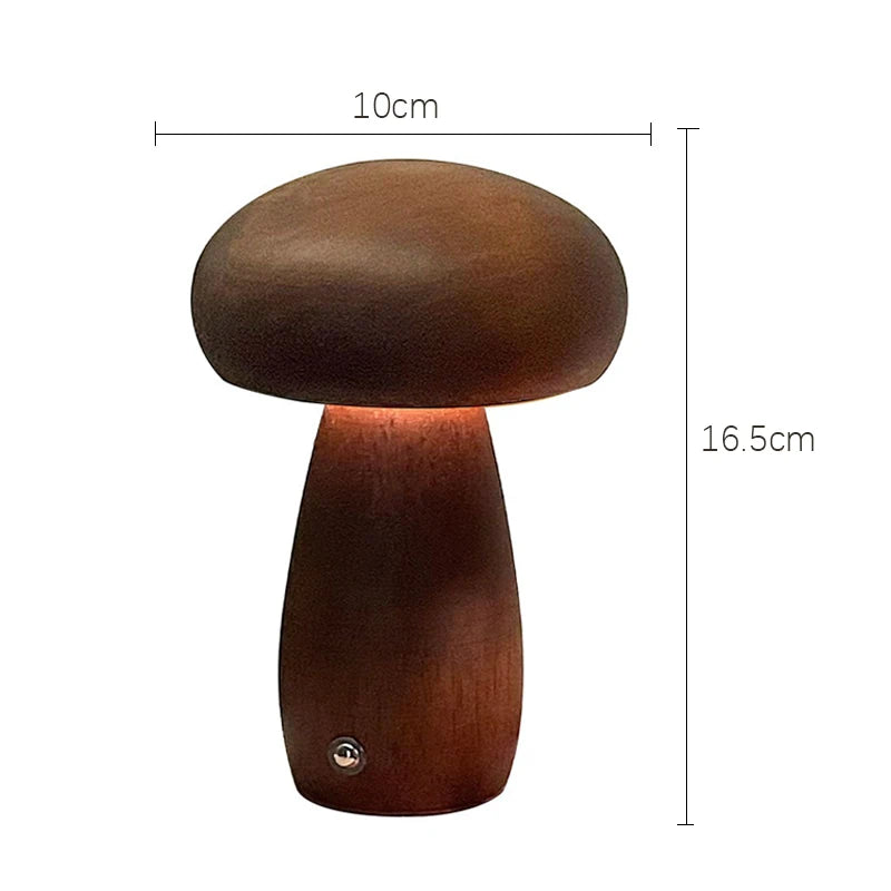 Wooden mushrooms night light touch switch bedroom bedside table lamp walnut beech wood warm dimmable desk usb
