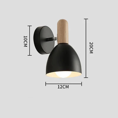 Wooden wall lights bedside lamp bedroom light sconce for kitchen restaurant modern nordic e27 home decor - black