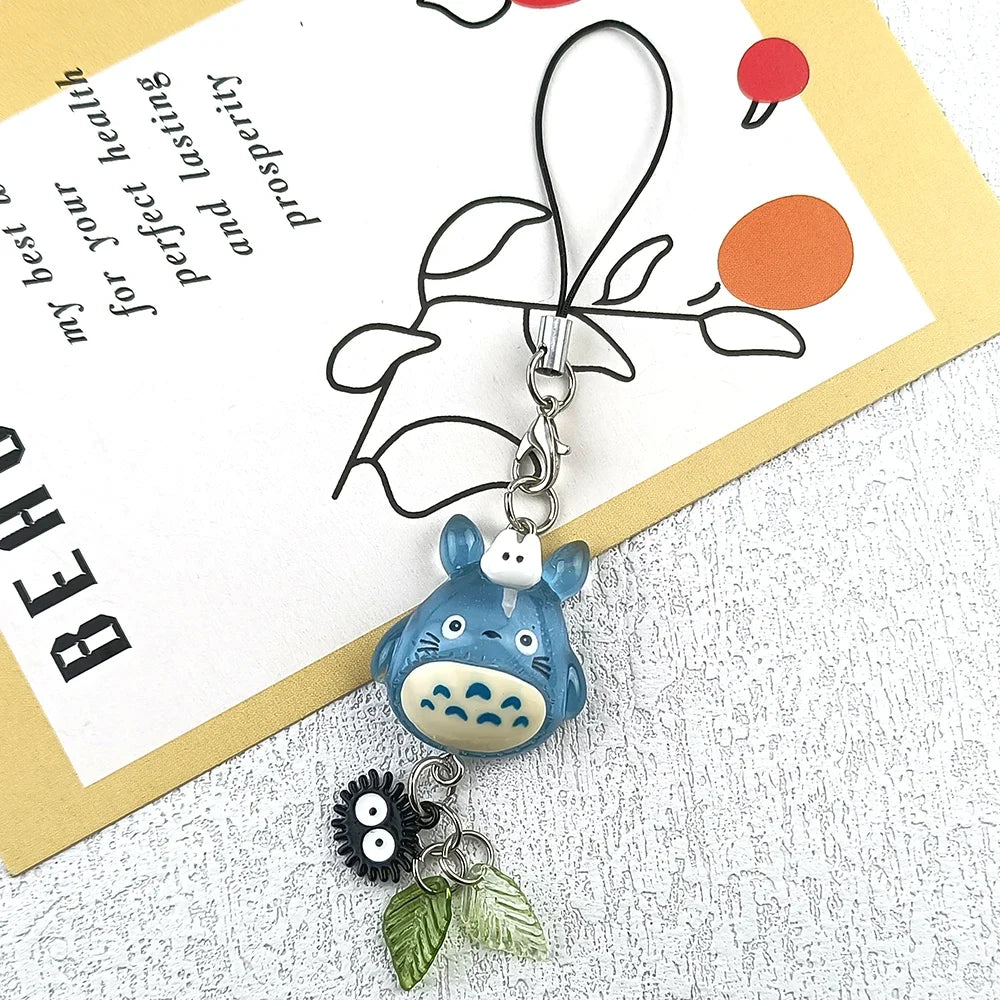 Kawaii blue animal totoro phone charm soot sprite keychain woodland anime cat cosplay pendant accessories handmade y2k